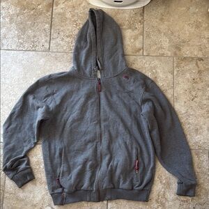 Easton Gray Zip Up Sweater with Modern Design / B59